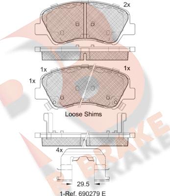 R Brake RB2035 - Brake Pad Set, disc brake autospares.lv