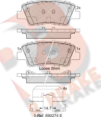 R Brake RB2036 - Brake Pad Set, disc brake autospares.lv