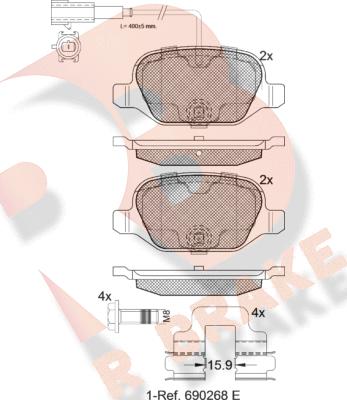 R Brake RB2038 - Brake Pad Set, disc brake autospares.lv