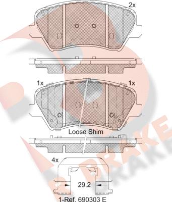 R Brake RB2029-203 - Brake Pad Set, disc brake autospares.lv