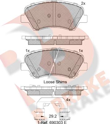 R Brake RB2029 - Brake Pad Set, disc brake autospares.lv