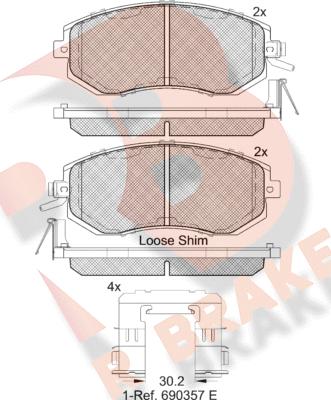 R Brake RB2199 - Brake Pad Set, disc brake autospares.lv