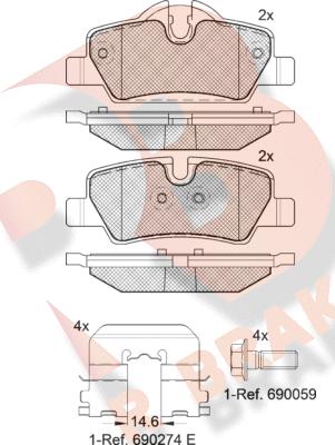 R Brake RB2190 - Brake Pad Set, disc brake autospares.lv