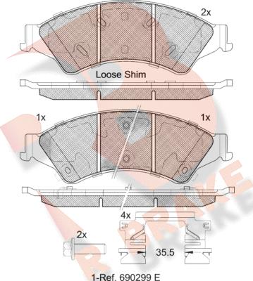 R Brake RB2109 - Brake Pad Set, disc brake autospares.lv