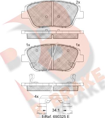 R Brake RB2136 - Brake Pad Set, disc brake autospares.lv