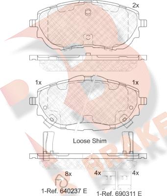 R Brake RB2129 - Brake Pad Set, disc brake autospares.lv