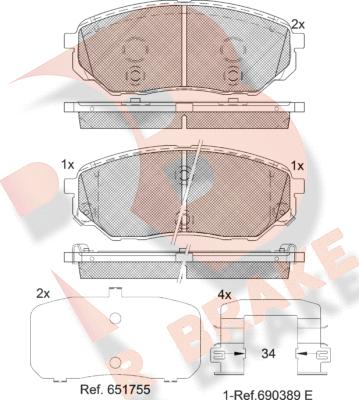 R Brake RB2244 - Brake Pad Set, disc brake autospares.lv