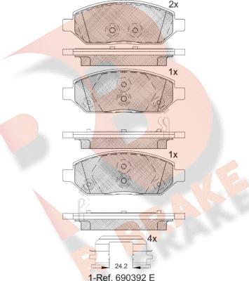 R Brake RB2264 - Brake Pad Set, disc brake autospares.lv