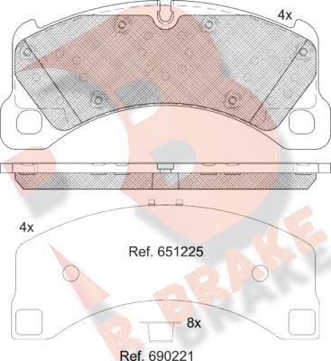 R Brake RB2206-208 - Brake Pad Set, disc brake autospares.lv