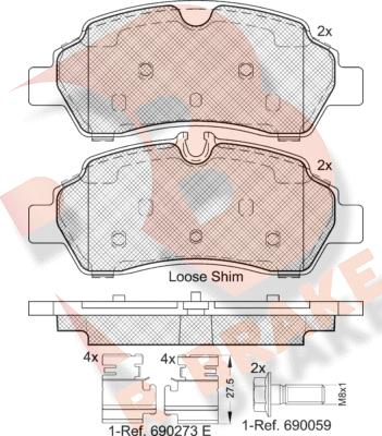 R Brake RB2224 - Brake Pad Set, disc brake autospares.lv