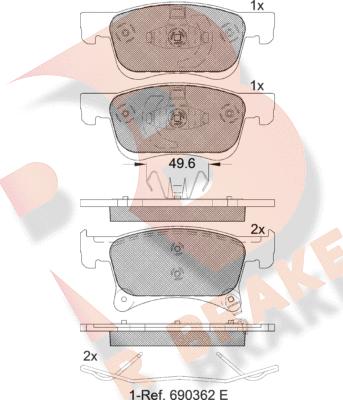 R Brake RB2221 - Brake Pad Set, disc brake autospares.lv