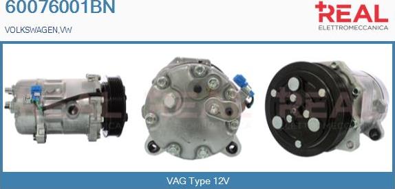 REAL 60076001BN - Compressor, air conditioning autospares.lv