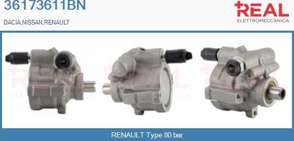 REAL 36173611BN - Hydraulic Pump, steering system autospares.lv