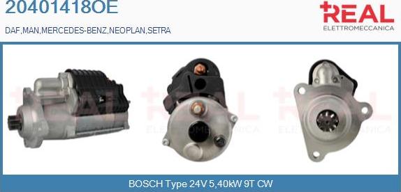 REAL 20401418OE - Starter autospares.lv