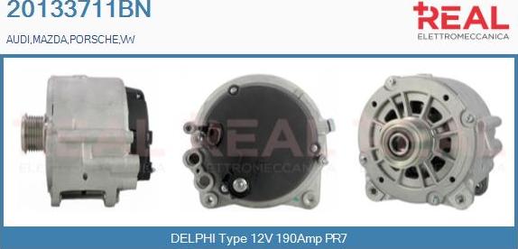 REAL 20133711BN - Alternator autospares.lv