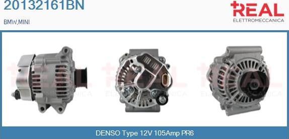 REAL 20132161BN - Alternator autospares.lv