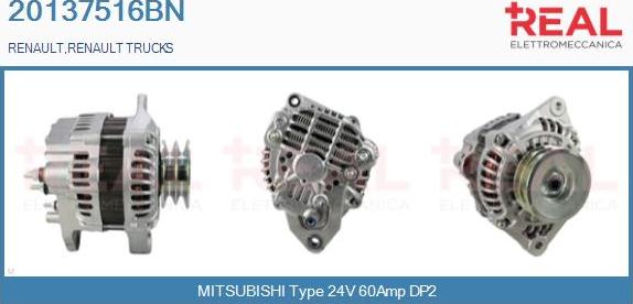 REAL 20137516BN - Alternator autospares.lv