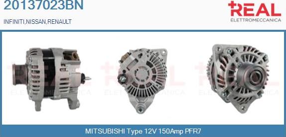 REAL 20137023BN - Alternator autospares.lv