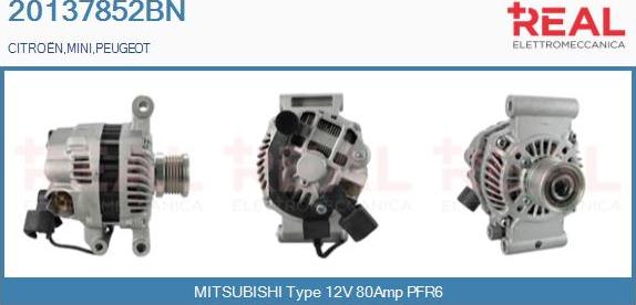 REAL 20137852BN - Alternator autospares.lv