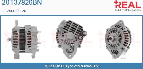 REAL 20137826BN - Alternator autospares.lv