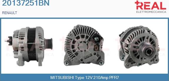 REAL 20137251BN - Alternator autospares.lv