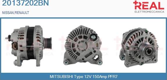 REAL 20137202BN - Alternator autospares.lv