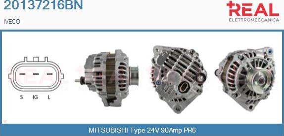 REAL 20137216BN - Alternator autospares.lv