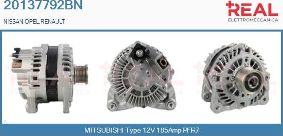 REAL 20137792BN - Alternator autospares.lv