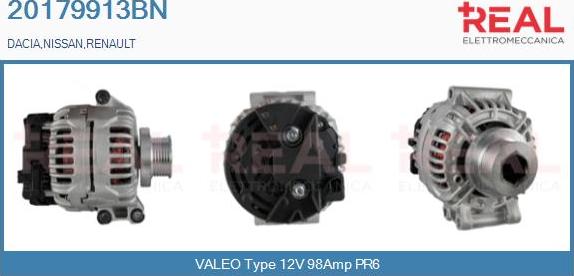 REAL 20179913BN - Alternator autospares.lv