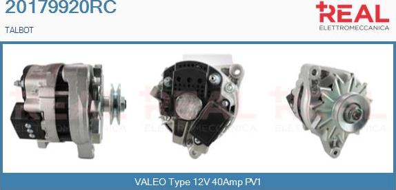 REAL 20179920RC - Alternator autospares.lv