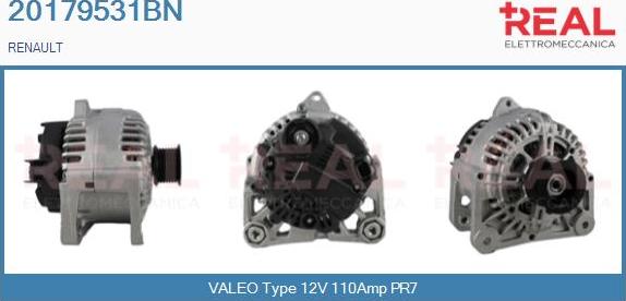 REAL 20179531BN - Alternator autospares.lv