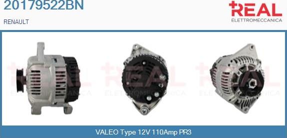 REAL 20179522BN - Alternator autospares.lv