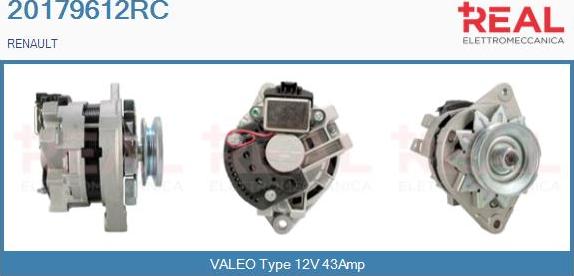 REAL 20179612RC - Alternator autospares.lv