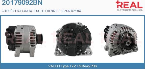 REAL 20179092BN - Alternator autospares.lv