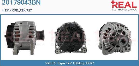 REAL 20179043BN - Alternator autospares.lv