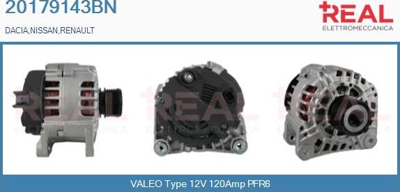 REAL 20179143BN - Alternator autospares.lv