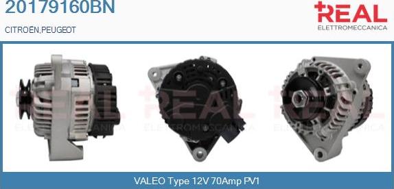 REAL 20179160BN - Alternator autospares.lv