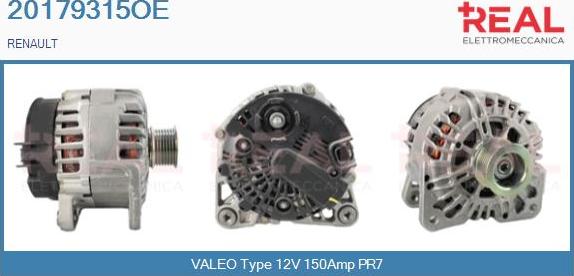 REAL 20179315OE - Alternator autospares.lv