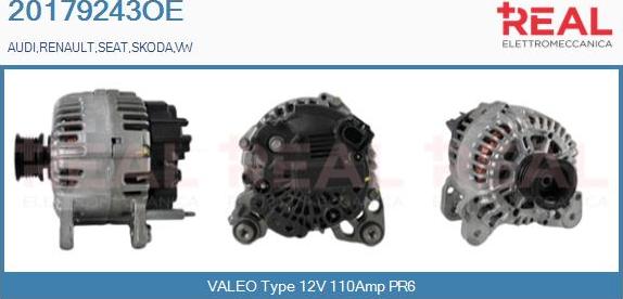 REAL 20179243OE - Alternator autospares.lv