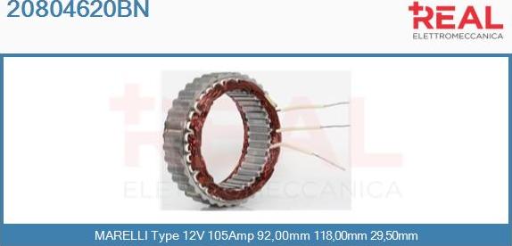 REAL 20804620BN - Stator, alternator autospares.lv