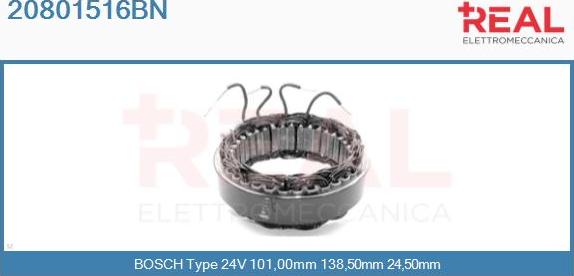 REAL 20801516BN - Stator, alternator autospares.lv