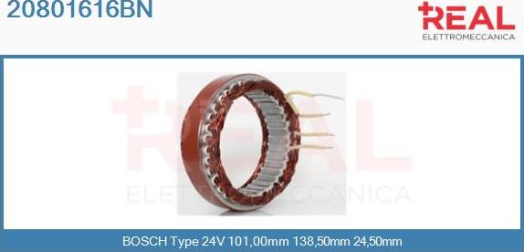 REAL 20801616BN - Stator, alternator autospares.lv