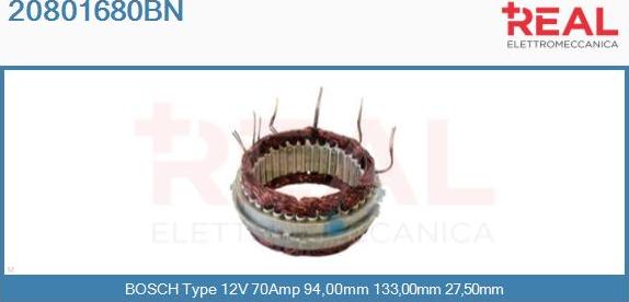 REAL 20801680BN - Stator, alternator autospares.lv