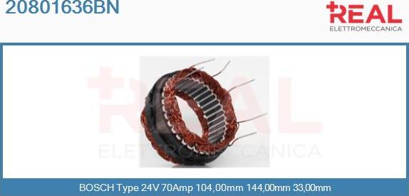 REAL 20801636BN - Stator, alternator autospares.lv