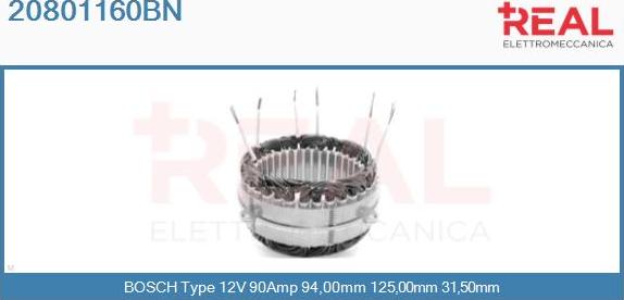 REAL 20801160BN - Stator, alternator autospares.lv