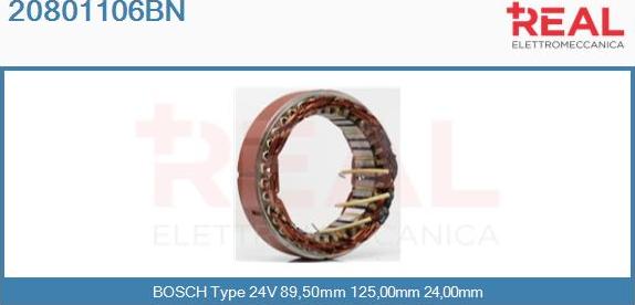 REAL 20801106BN - Stator, alternator autospares.lv