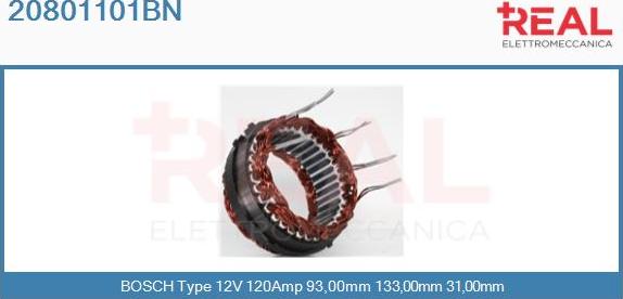 REAL 20801101BN - Stator, alternator autospares.lv