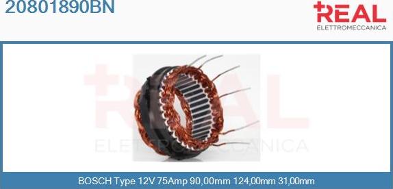 REAL 20801890BN - Stator, alternator autospares.lv