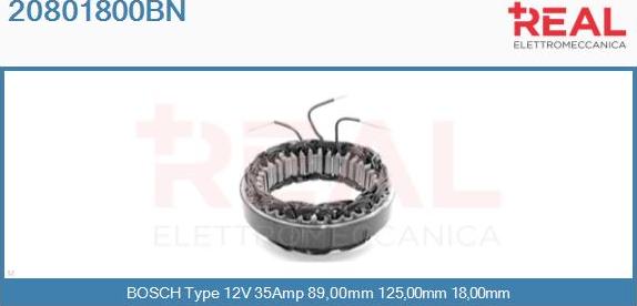 REAL 20801800BN - Stator, alternator autospares.lv