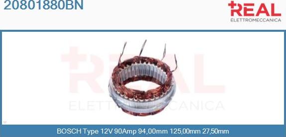 REAL 20801880BN - Stator, alternator autospares.lv